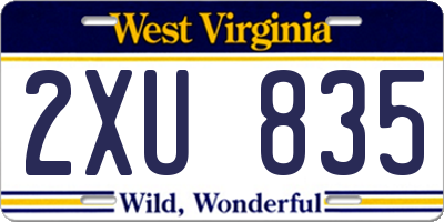 WV license plate 2XU835