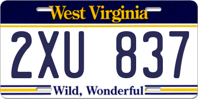 WV license plate 2XU837