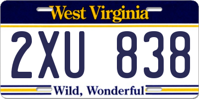 WV license plate 2XU838