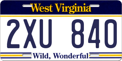 WV license plate 2XU840