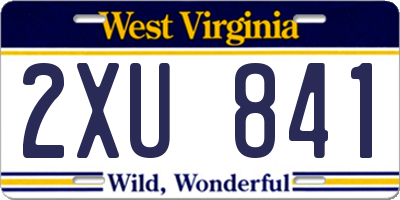 WV license plate 2XU841