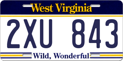 WV license plate 2XU843