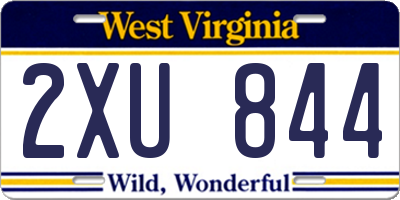 WV license plate 2XU844