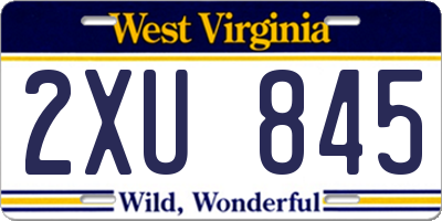 WV license plate 2XU845