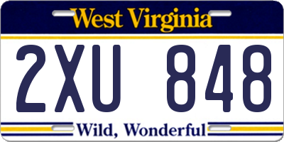 WV license plate 2XU848