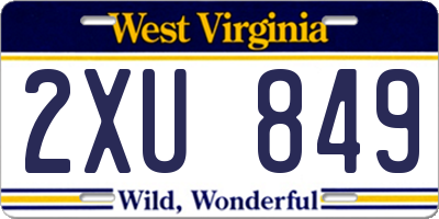 WV license plate 2XU849