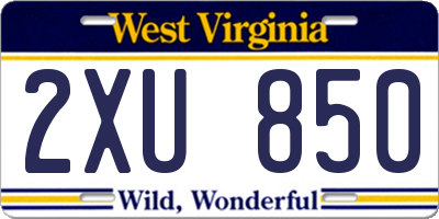 WV license plate 2XU850