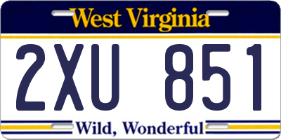 WV license plate 2XU851