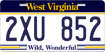 WV license plate 2XU852