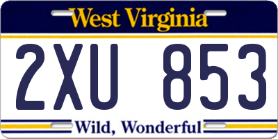 WV license plate 2XU853