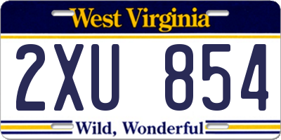 WV license plate 2XU854