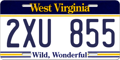 WV license plate 2XU855