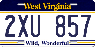 WV license plate 2XU857