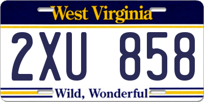 WV license plate 2XU858