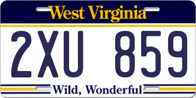 WV license plate 2XU859