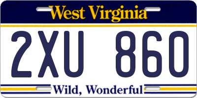 WV license plate 2XU860