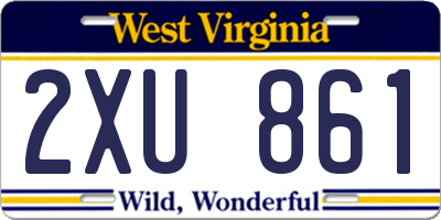 WV license plate 2XU861