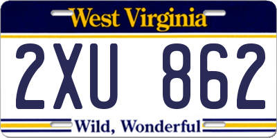 WV license plate 2XU862