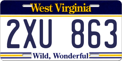 WV license plate 2XU863