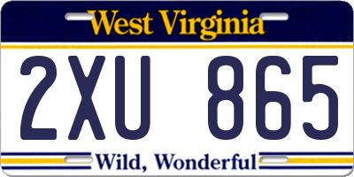 WV license plate 2XU865