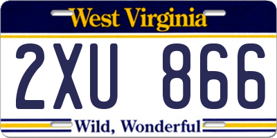 WV license plate 2XU866