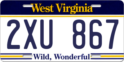 WV license plate 2XU867