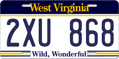 WV license plate 2XU868