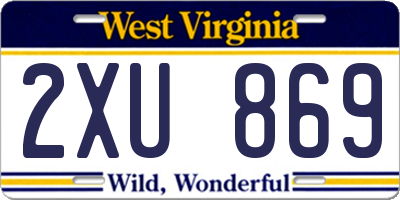WV license plate 2XU869