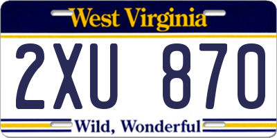 WV license plate 2XU870