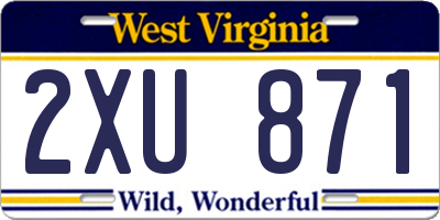 WV license plate 2XU871