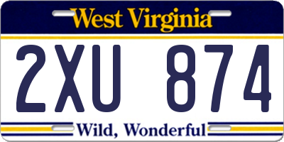 WV license plate 2XU874
