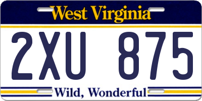 WV license plate 2XU875