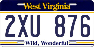WV license plate 2XU876