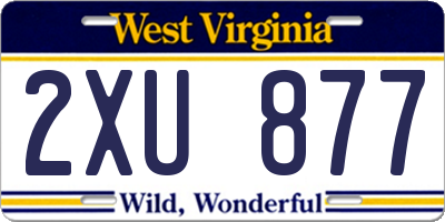 WV license plate 2XU877