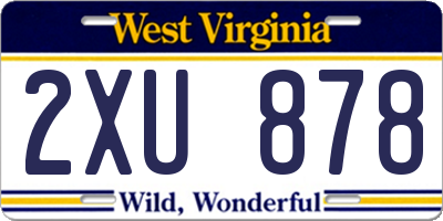WV license plate 2XU878