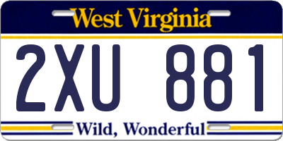WV license plate 2XU881