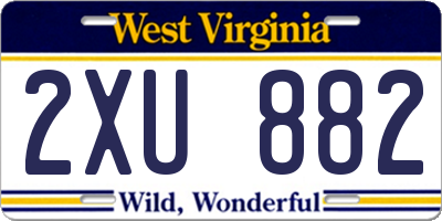 WV license plate 2XU882