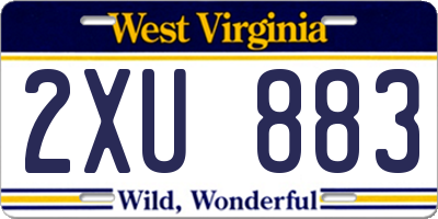WV license plate 2XU883