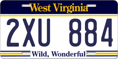 WV license plate 2XU884
