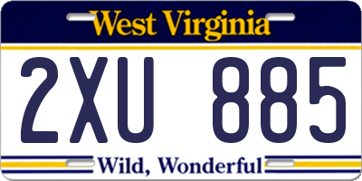WV license plate 2XU885