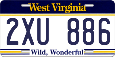WV license plate 2XU886