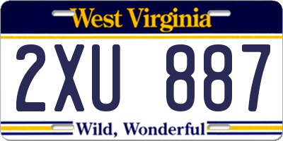 WV license plate 2XU887