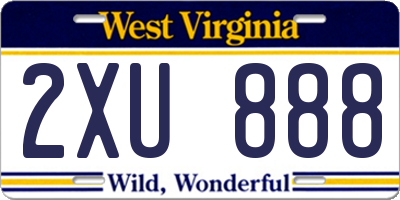 WV license plate 2XU888