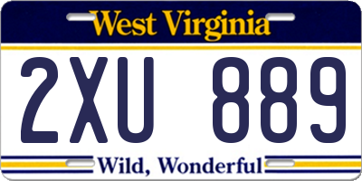 WV license plate 2XU889
