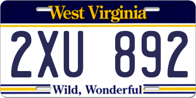 WV license plate 2XU892