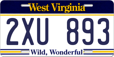 WV license plate 2XU893