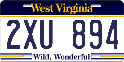 WV license plate 2XU894