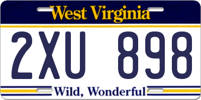 WV license plate 2XU898