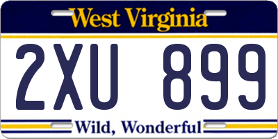 WV license plate 2XU899