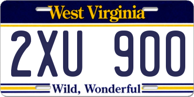 WV license plate 2XU900